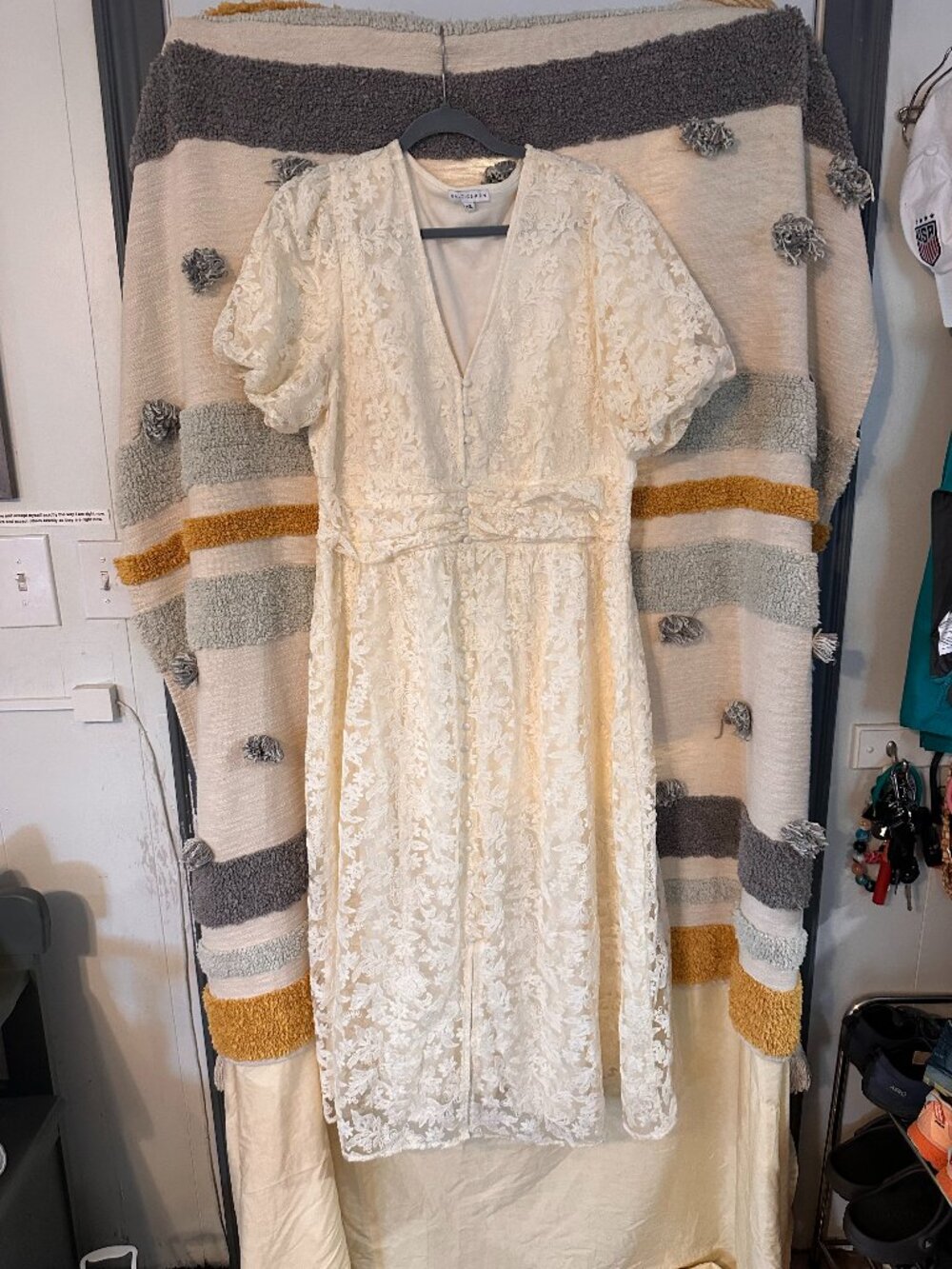 Baltic Born Brittany Lace Midi Dress Vintage Cream - 1XL